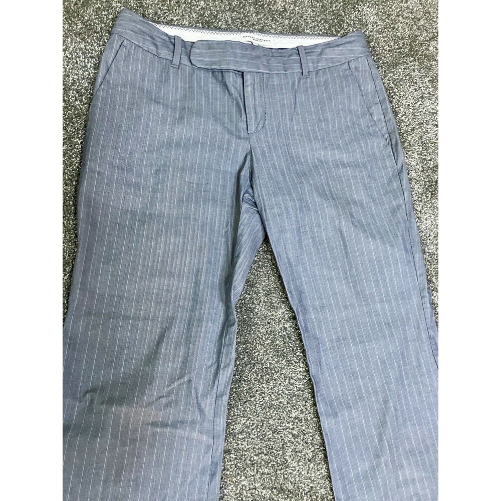 Banana Republic Women’s Dress Pants Gray Striped Size 4 Ryan Fit Mid Rise - Picture 3 of 7